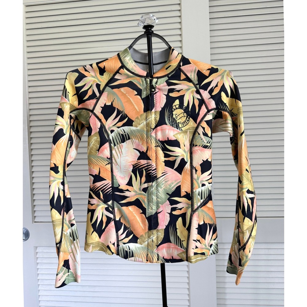 Billabong Recycler Series Tropical Palm Long Sleeve Zip WetSuit  Jacket Size 8